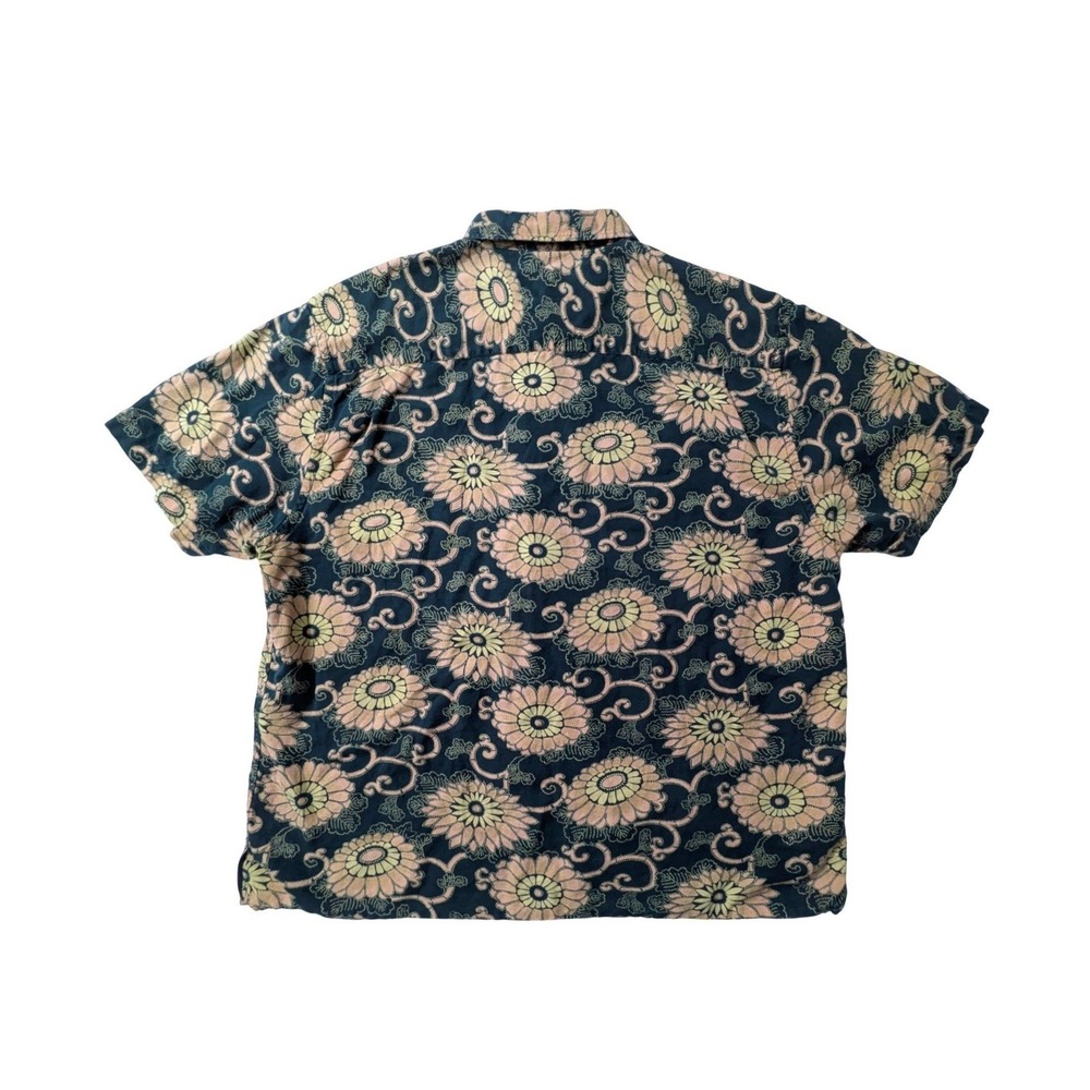 Nautica Jeans Co Floral Button Up Shirt XL Linen Cotton Camp Shirt Y2K - Picture 2 of 12